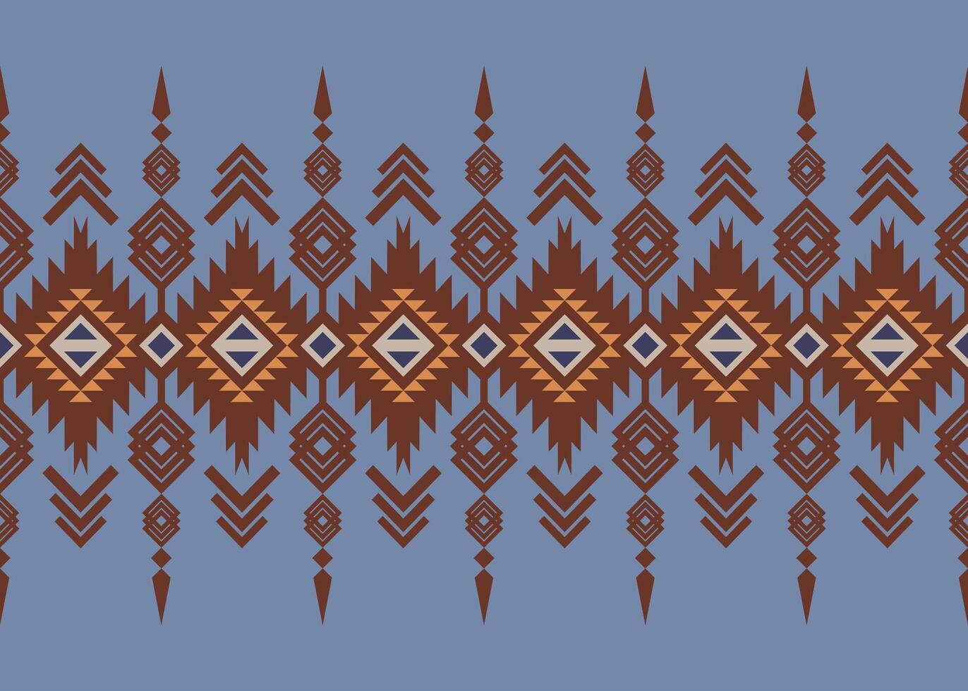 Navajo Aztec pattern with tribal and symbolic motifs, combining geometric shapes and kilim rug designs. This seamless textile print is ideal for vintage-inspired home decorations and boho aesthetic vector