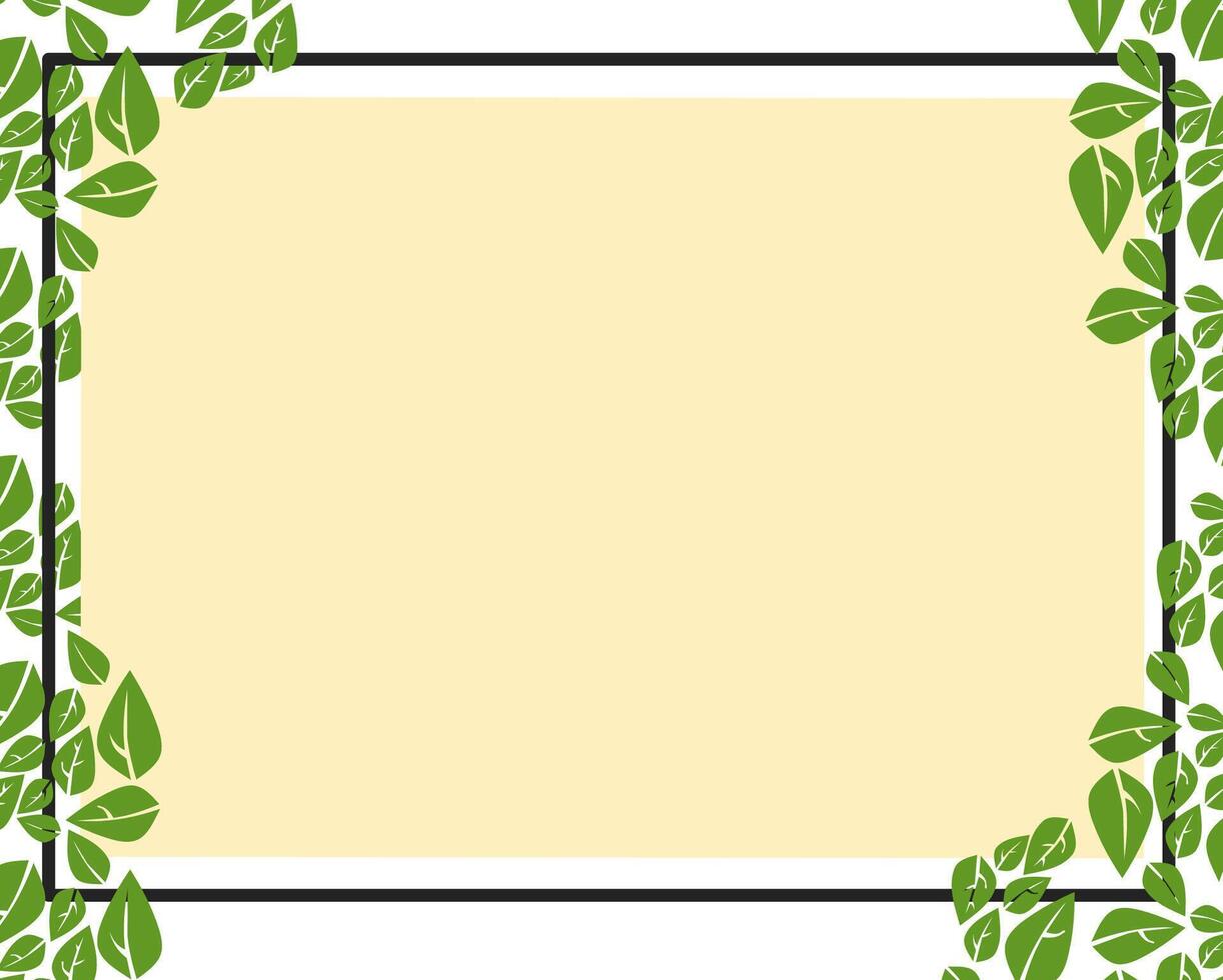 frame green leaf background vector