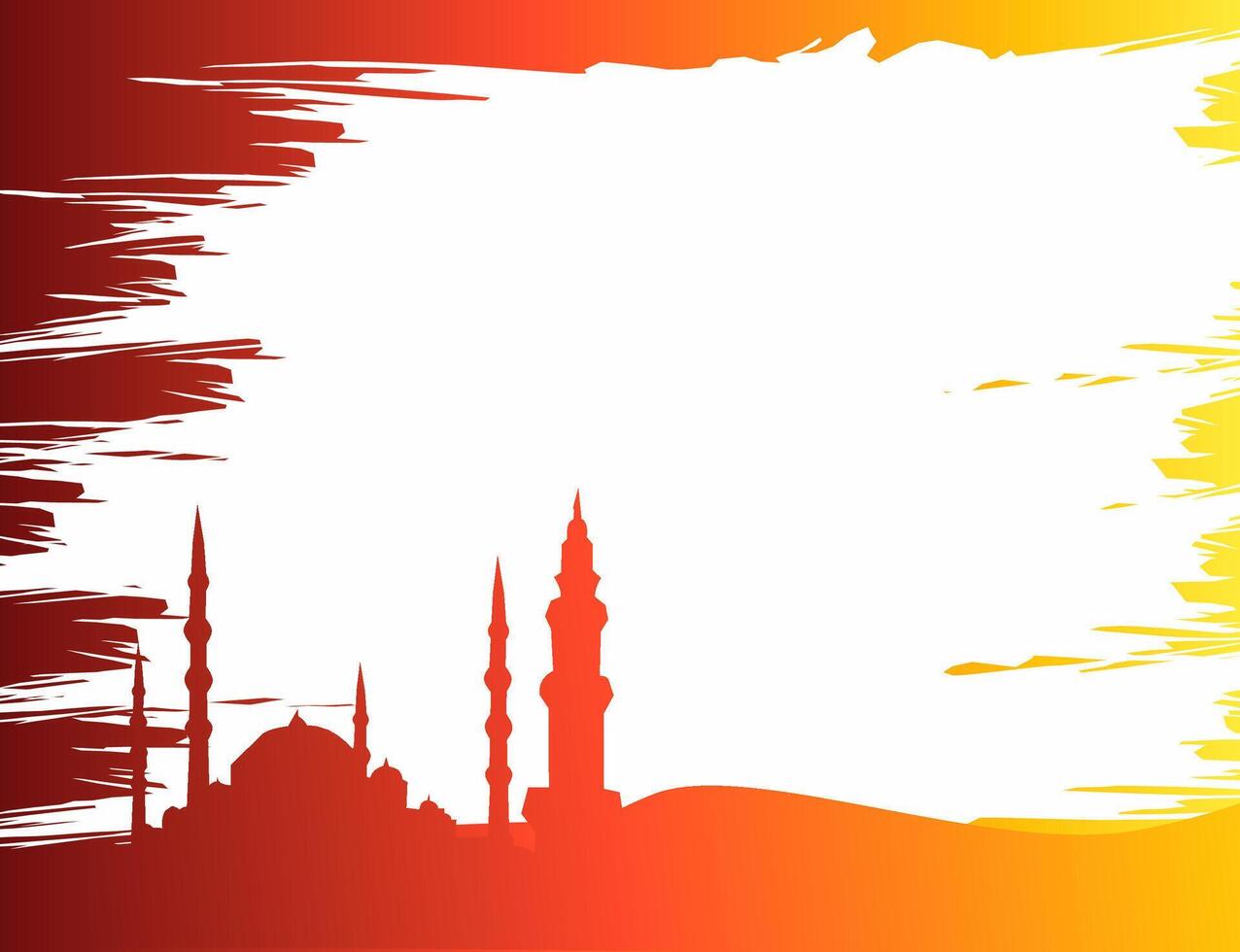 mosque frame red background vector