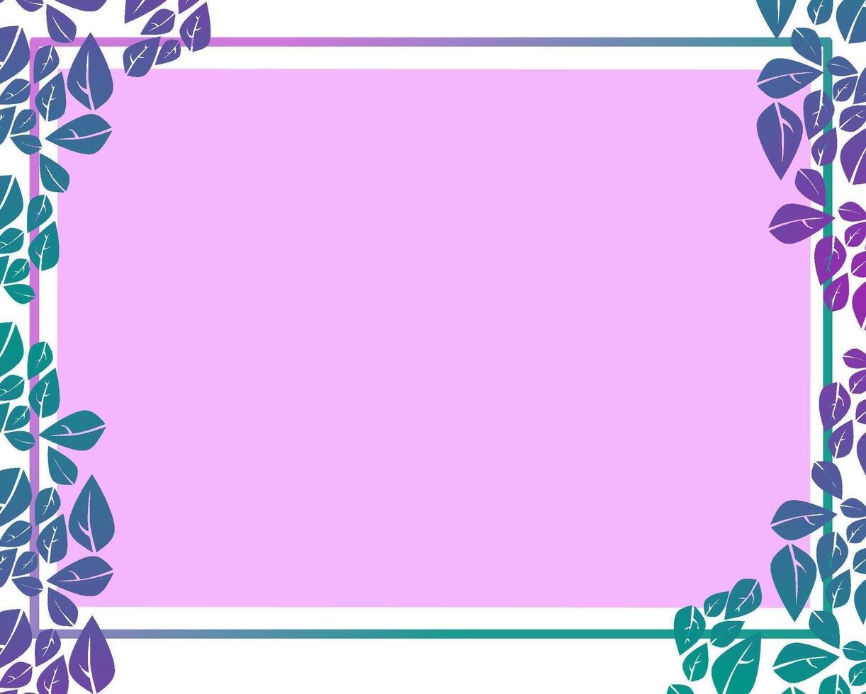 purple gradient frame leaf vector