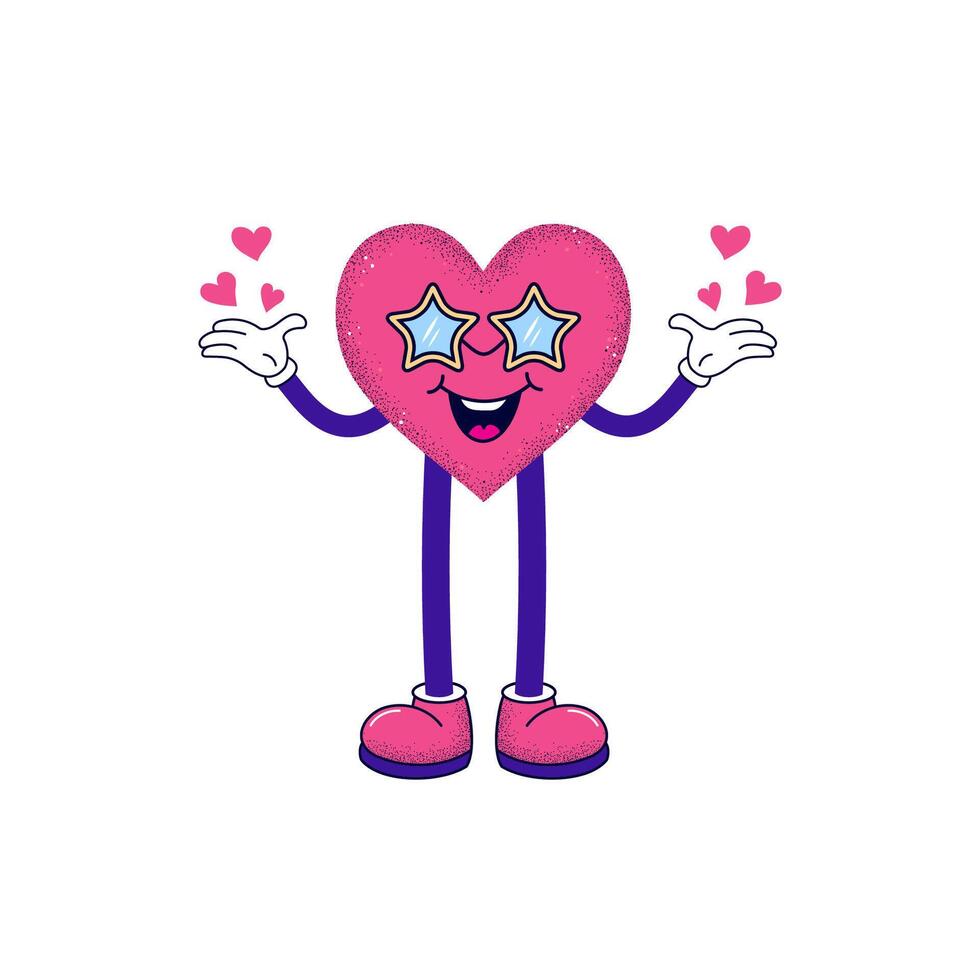 Cute cartoon heart in hand drawn style on white baclground. vector