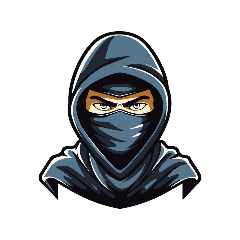 head of ninja warrior character vector