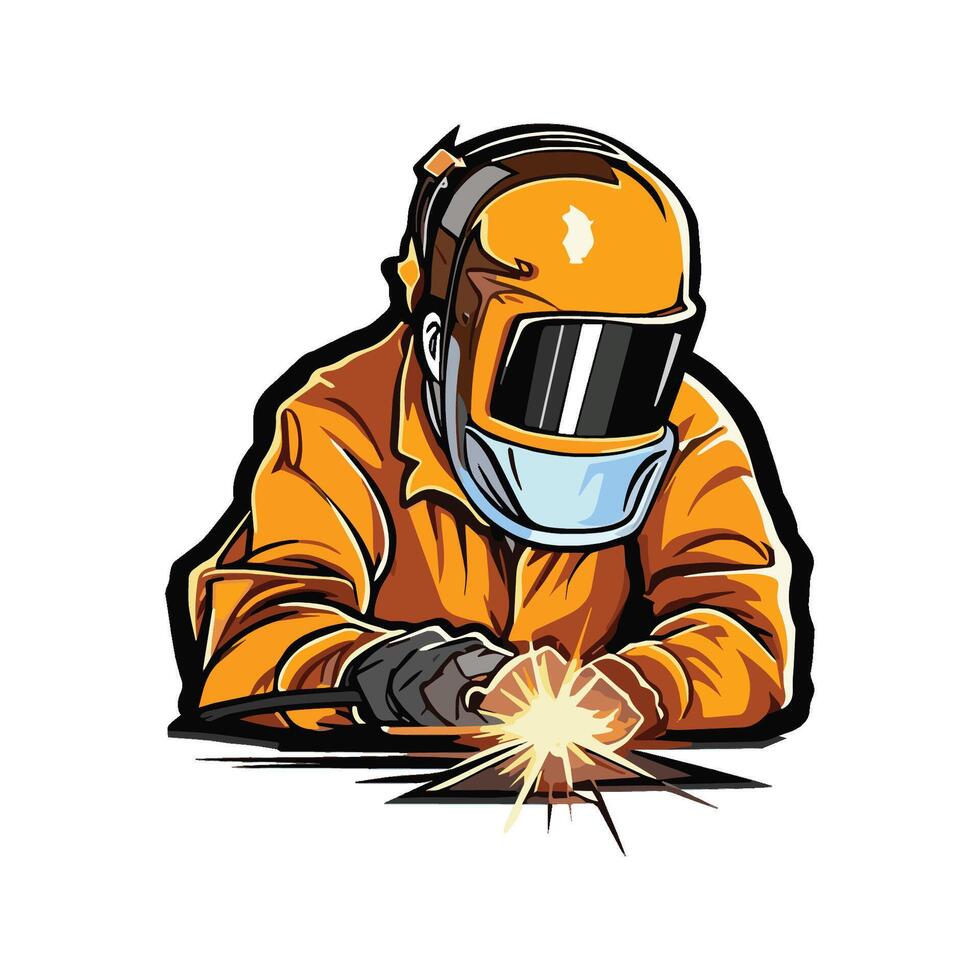 Modern mascot cartoon character of welder men illustration vector