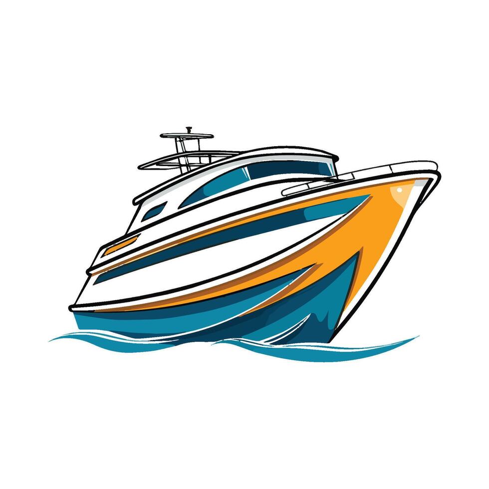 Elegant Yacht Graphic in Serene Waters for Travel Themed Visuals vector
