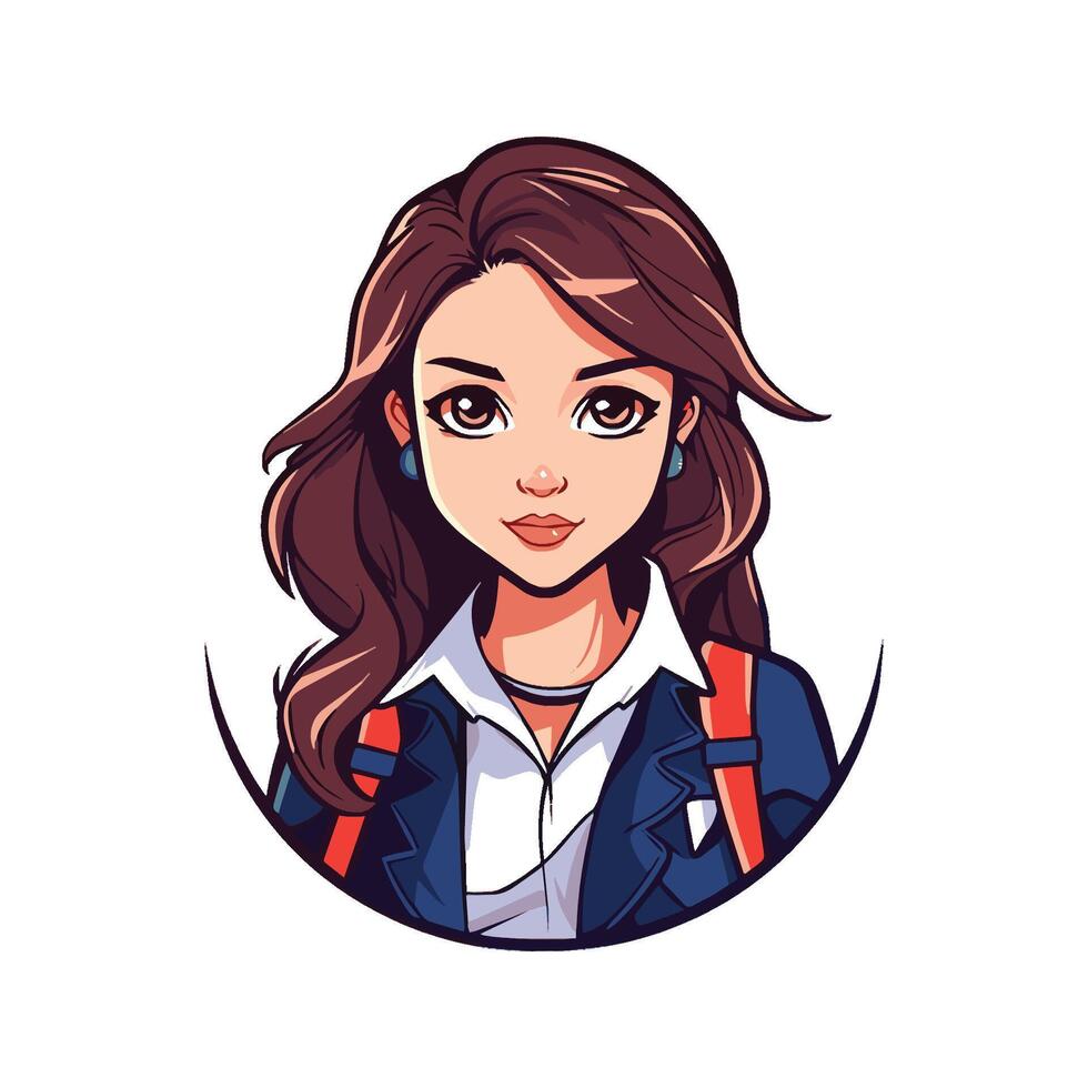 illustration of girl school going infront of white background vector