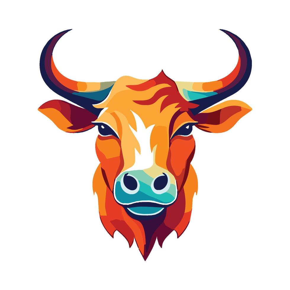 Detailed Cattle Head Illustration with Bold Lines and Realistic Texture vector
