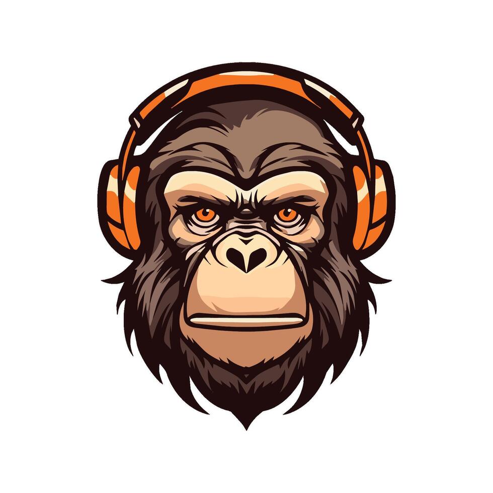 Modern mascot cartoon character of monkey head illustration vector