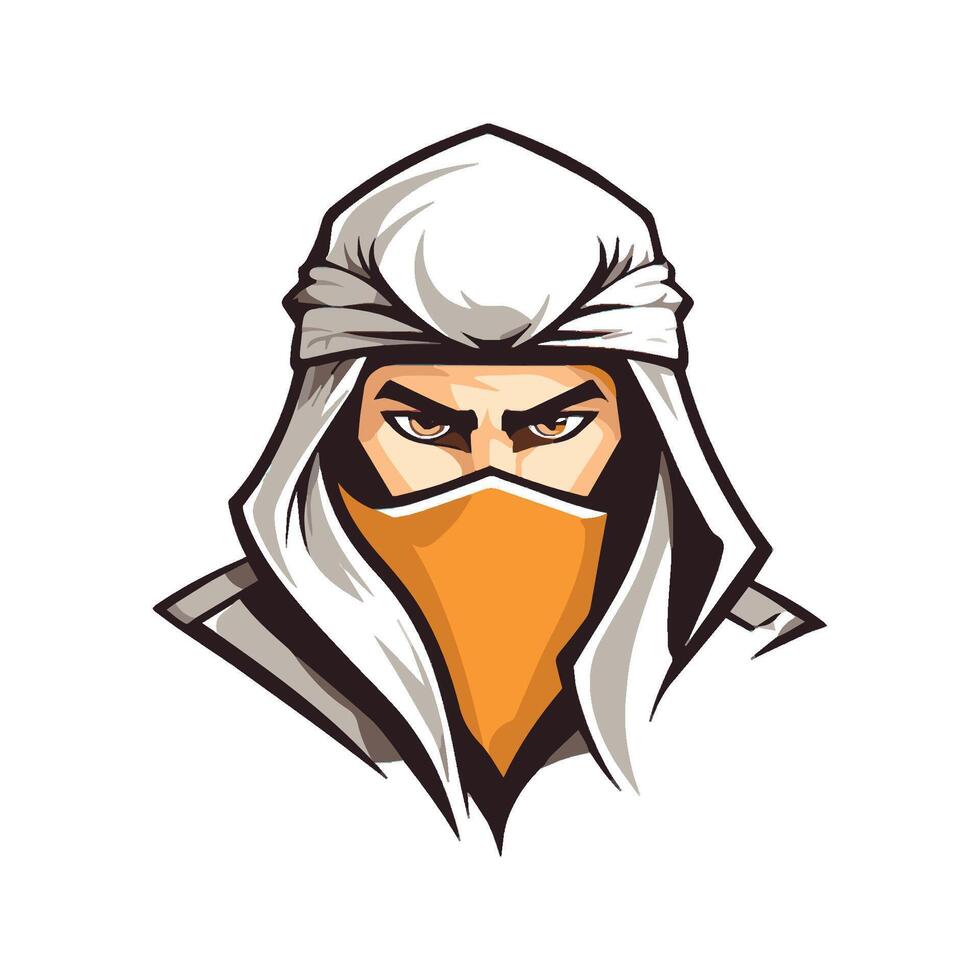 arabian men warrior head cartoon character vector