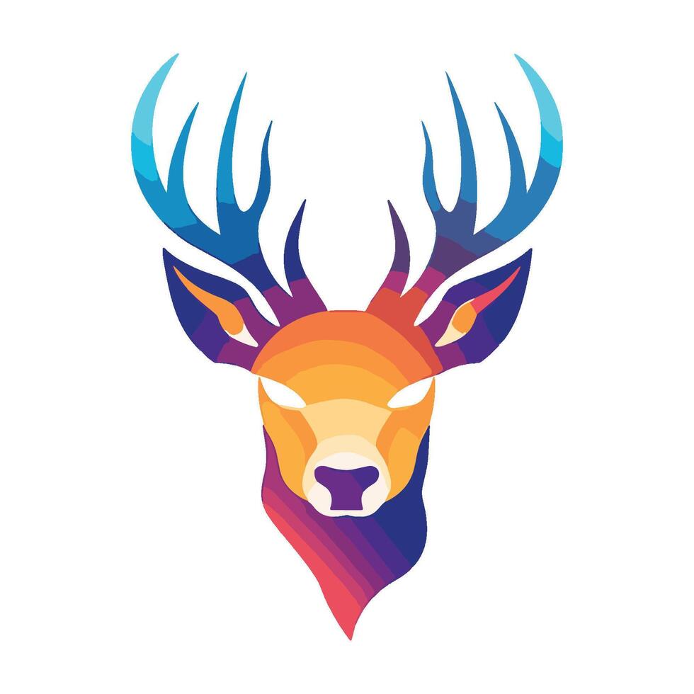 Elegant Deer Head Silhouette Illustration in Minimalistic Line Art Style vector