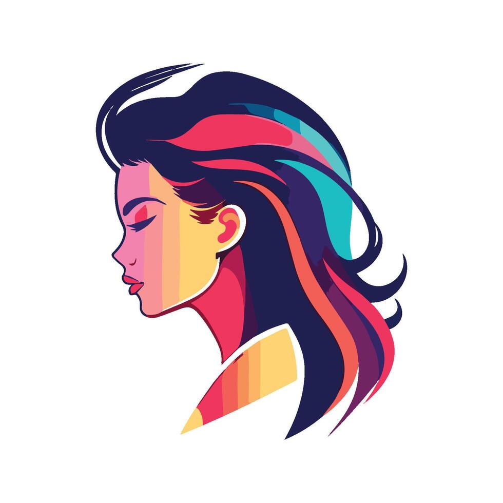 illustration of girl infront of white background vector
