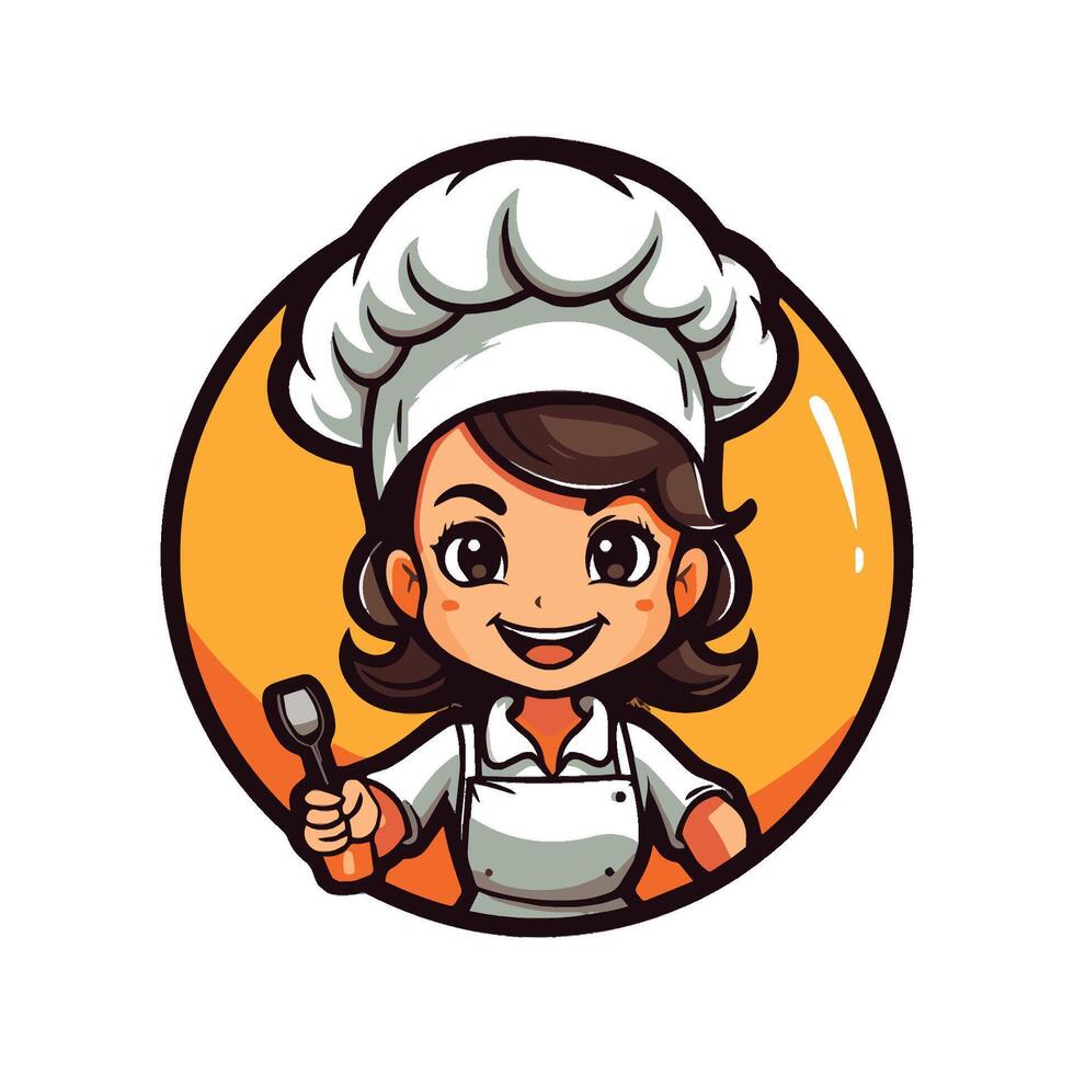Modern girl chef mascot character vector