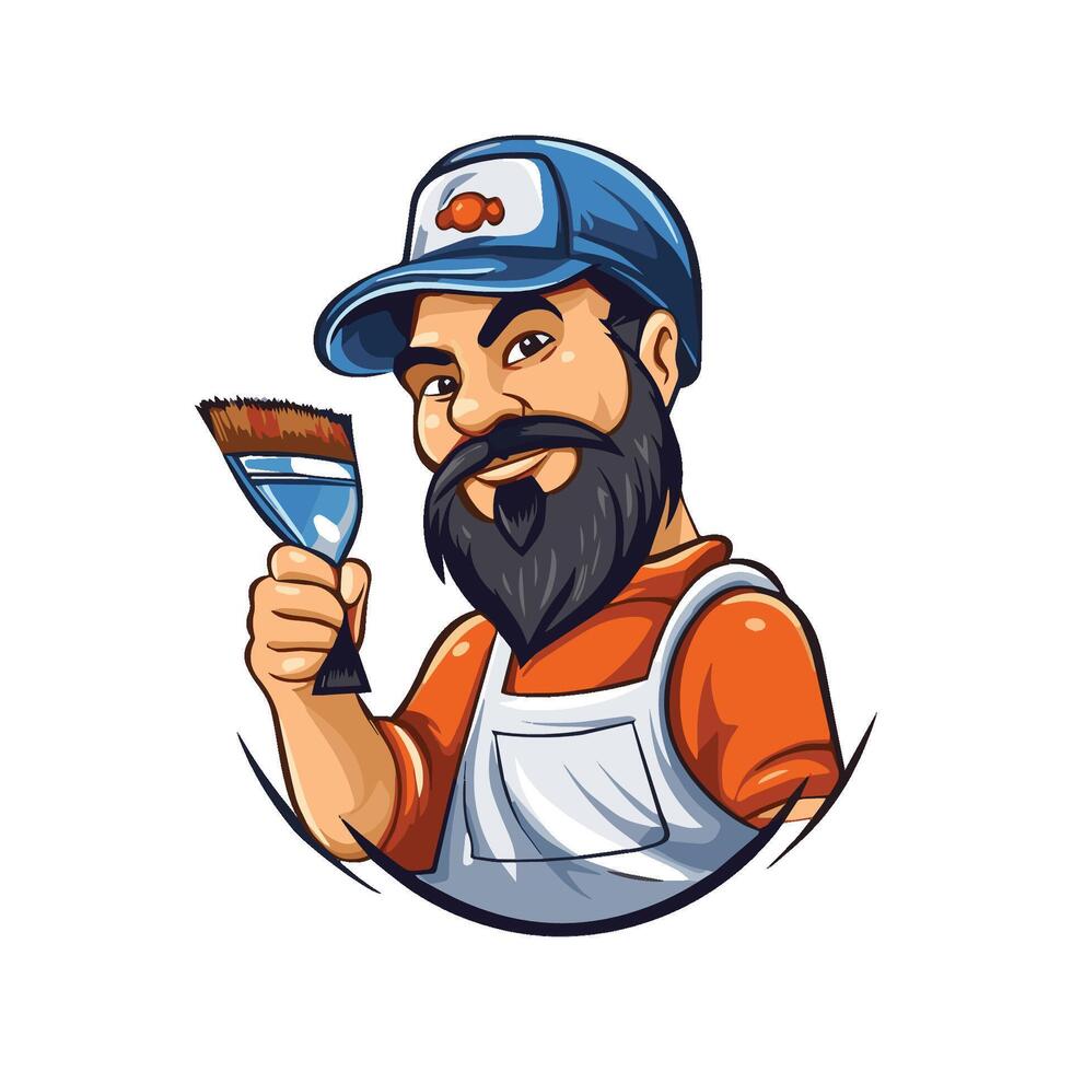 Modern mascot cartoon character of painter men vector