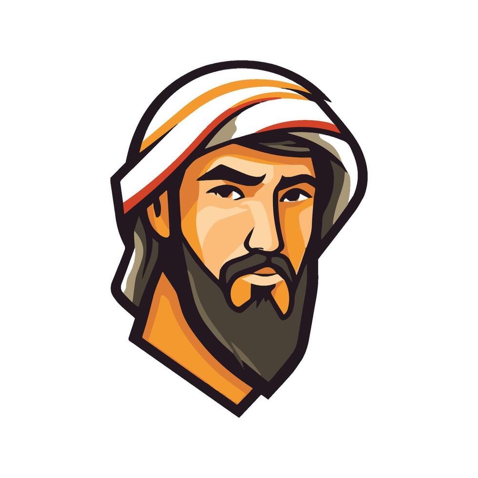 Modern arabian men head cartoon character vector