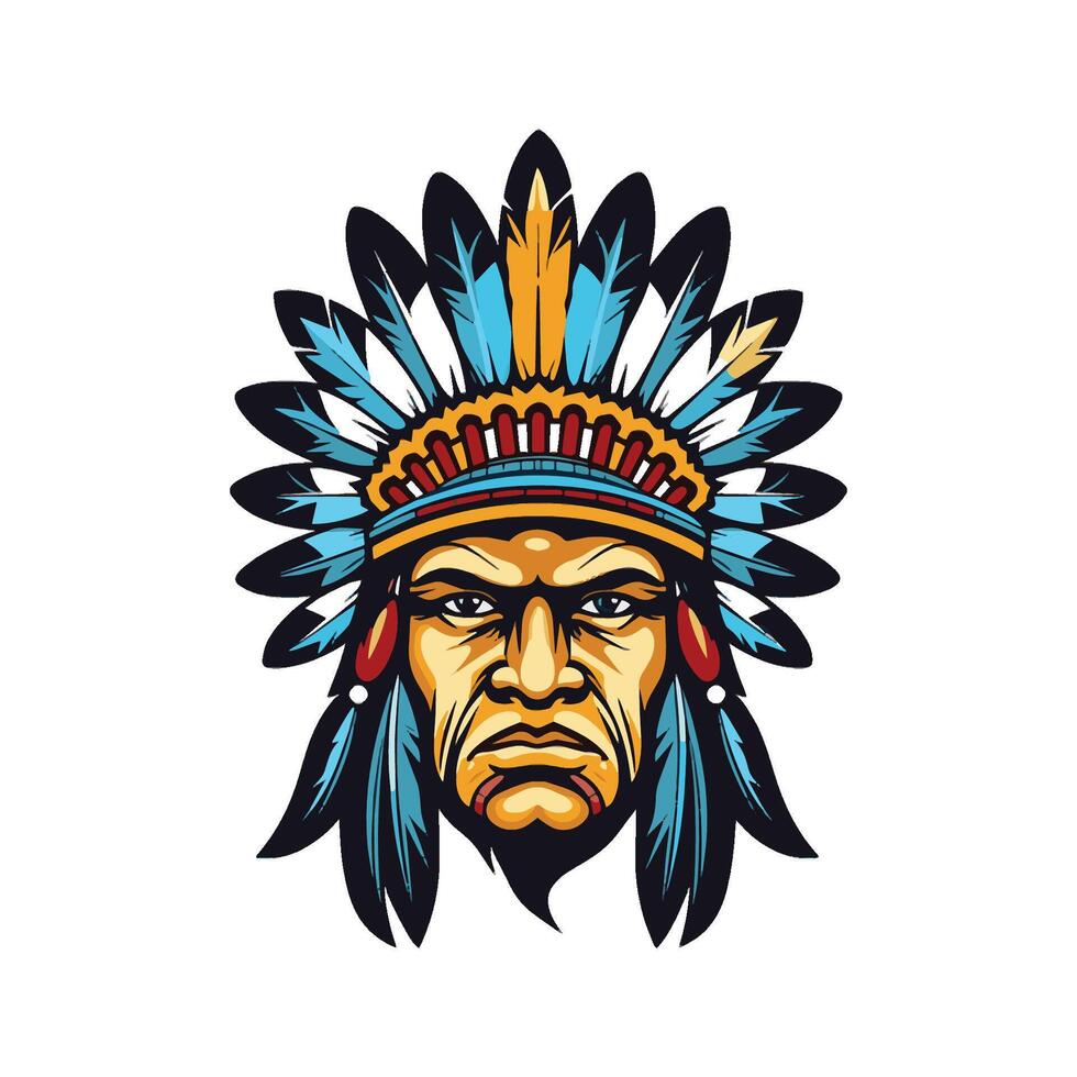 head of Native American man vector