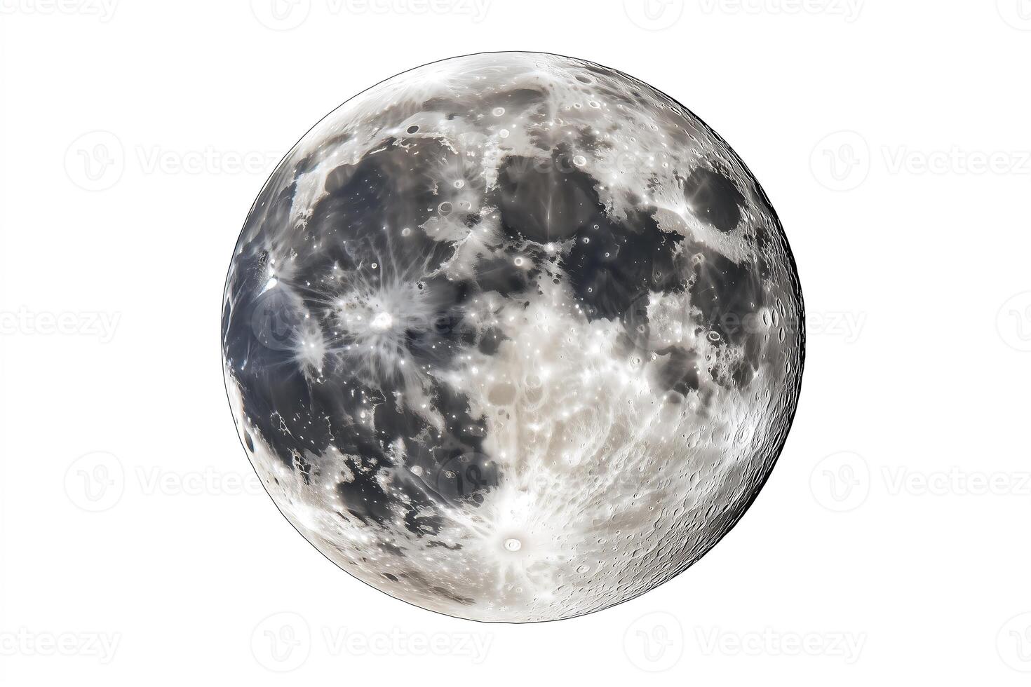 Full moon isolated on white background. Clipping path. photo