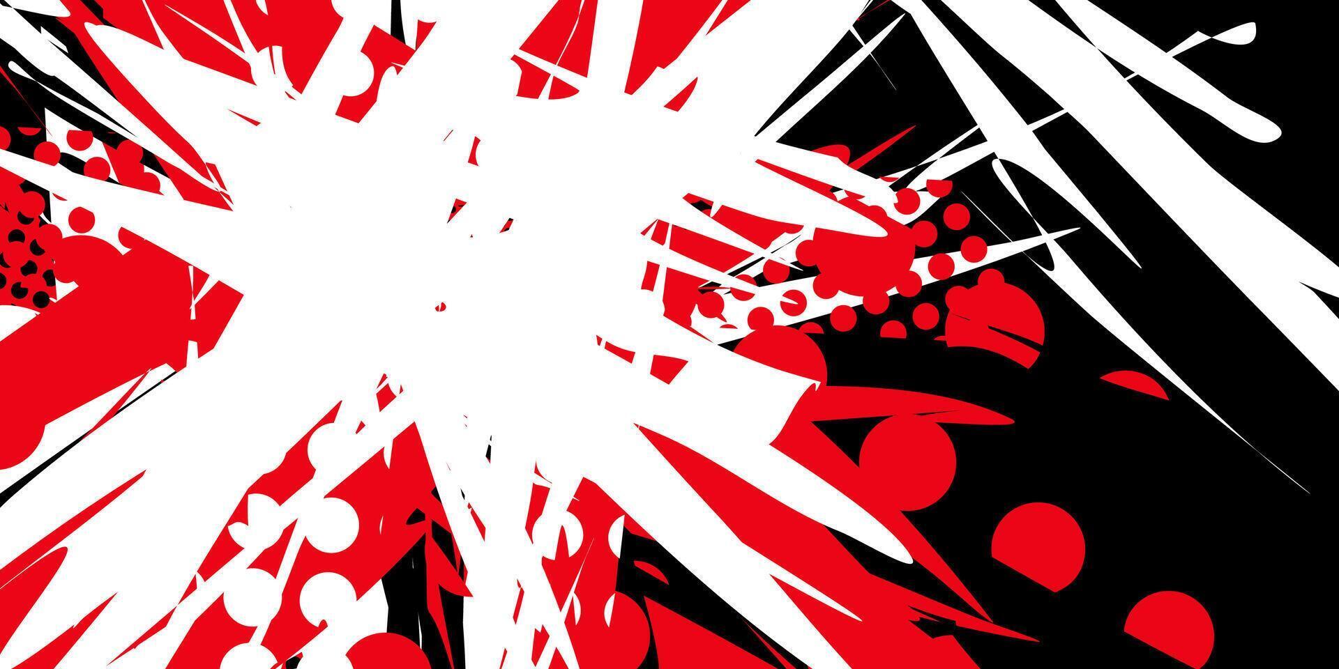 Abstract background with red, white and black colors in a chaotic and dynamic style. vector