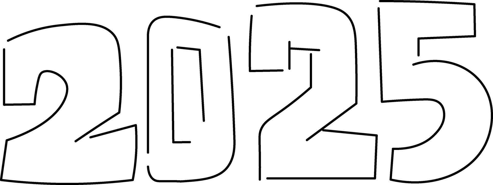 cut out new year number 2025 vector