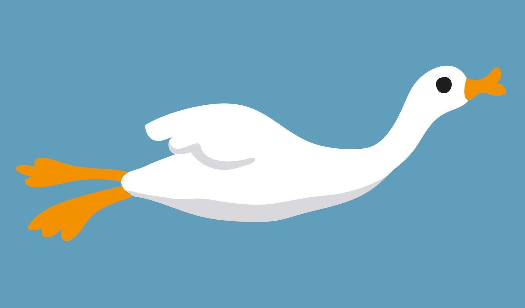simple flying goose in doodle style vector