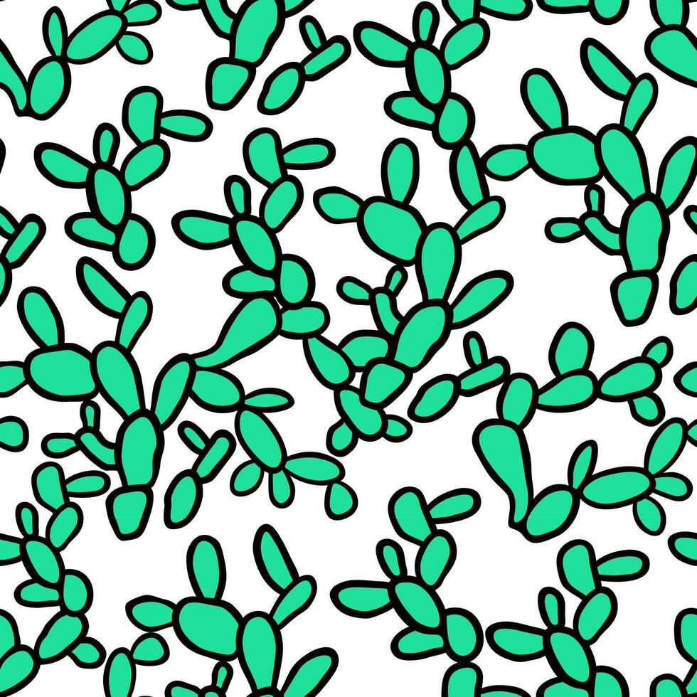 seamless pattern with cactus in doodle style vector