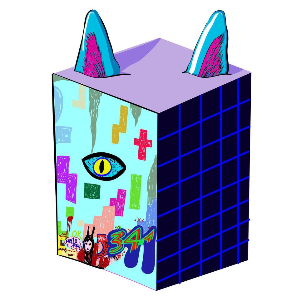 isometric building with cat ears vector