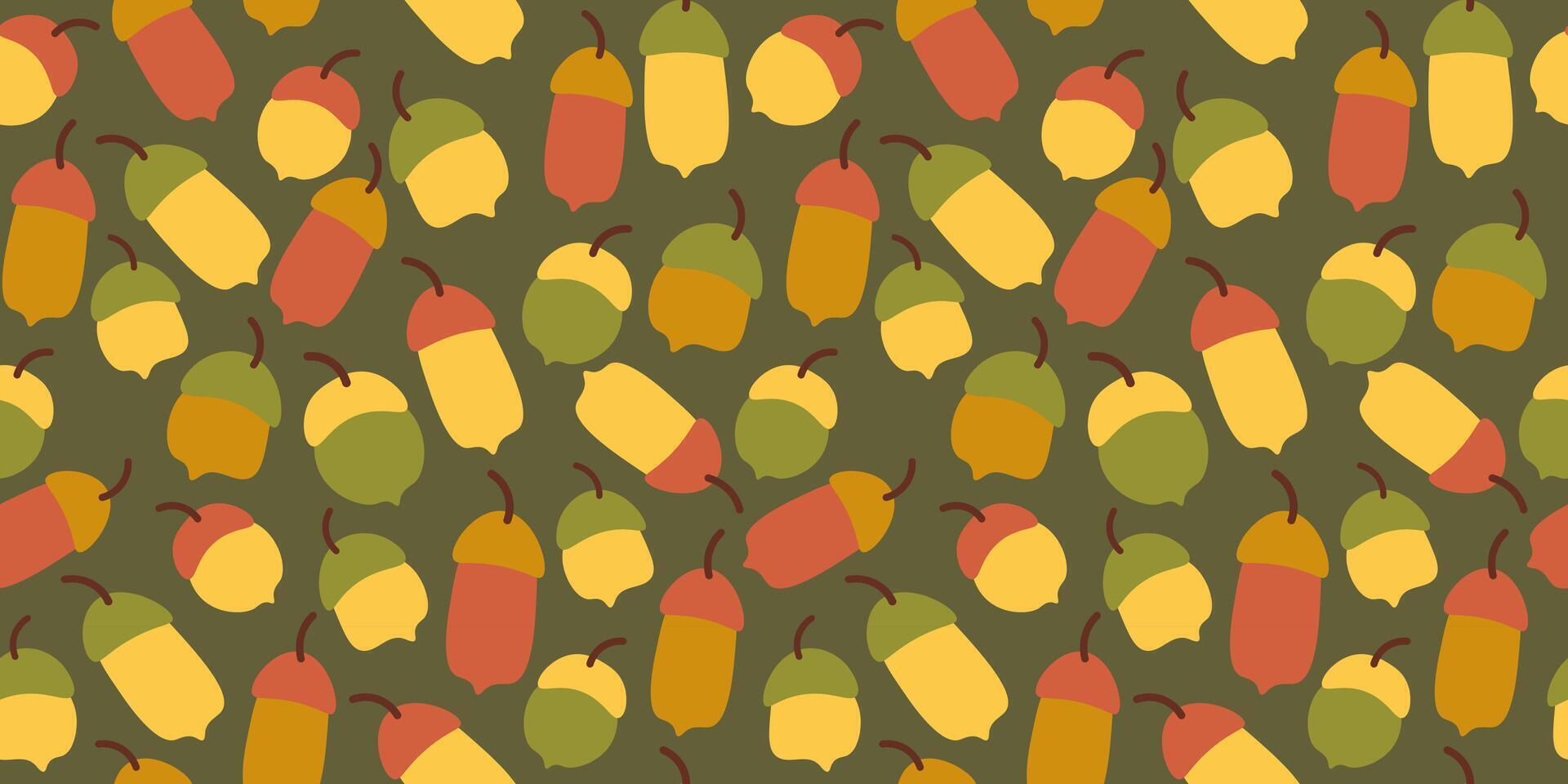 fall seamless pattern with acorns vector