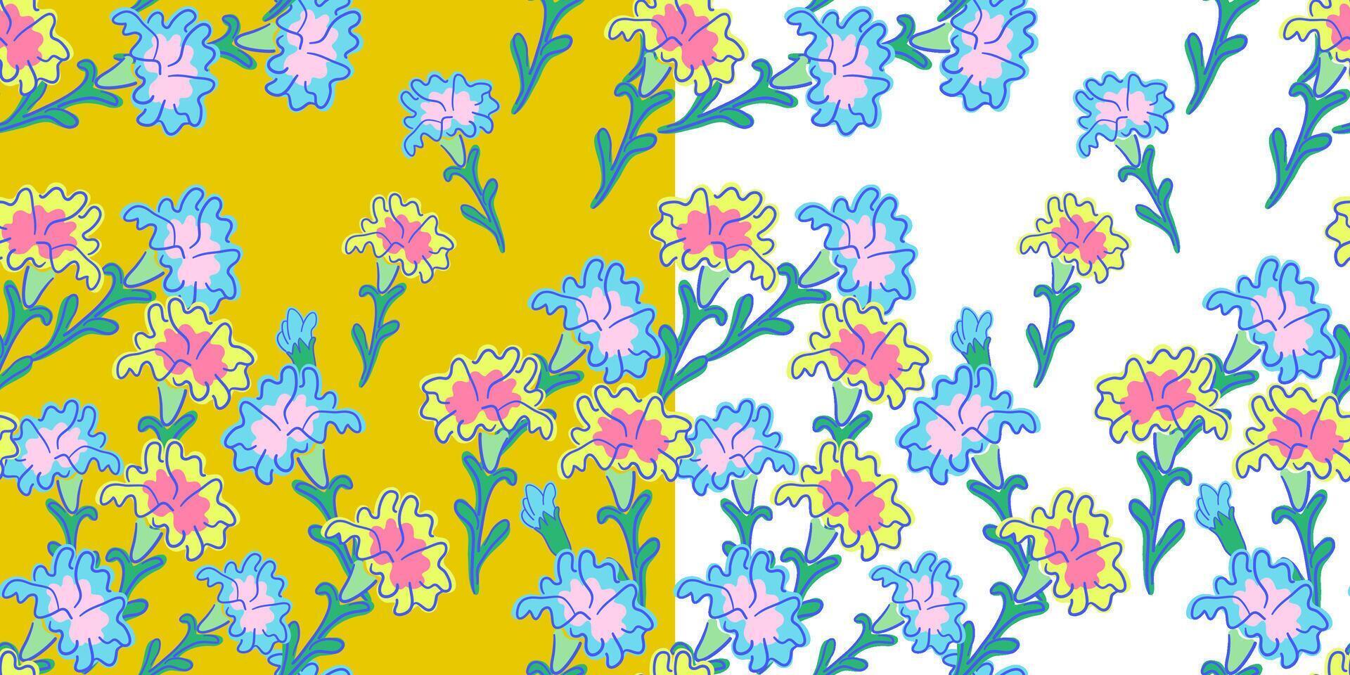 seamless pattern with carnation flowers on two backgrounds vector