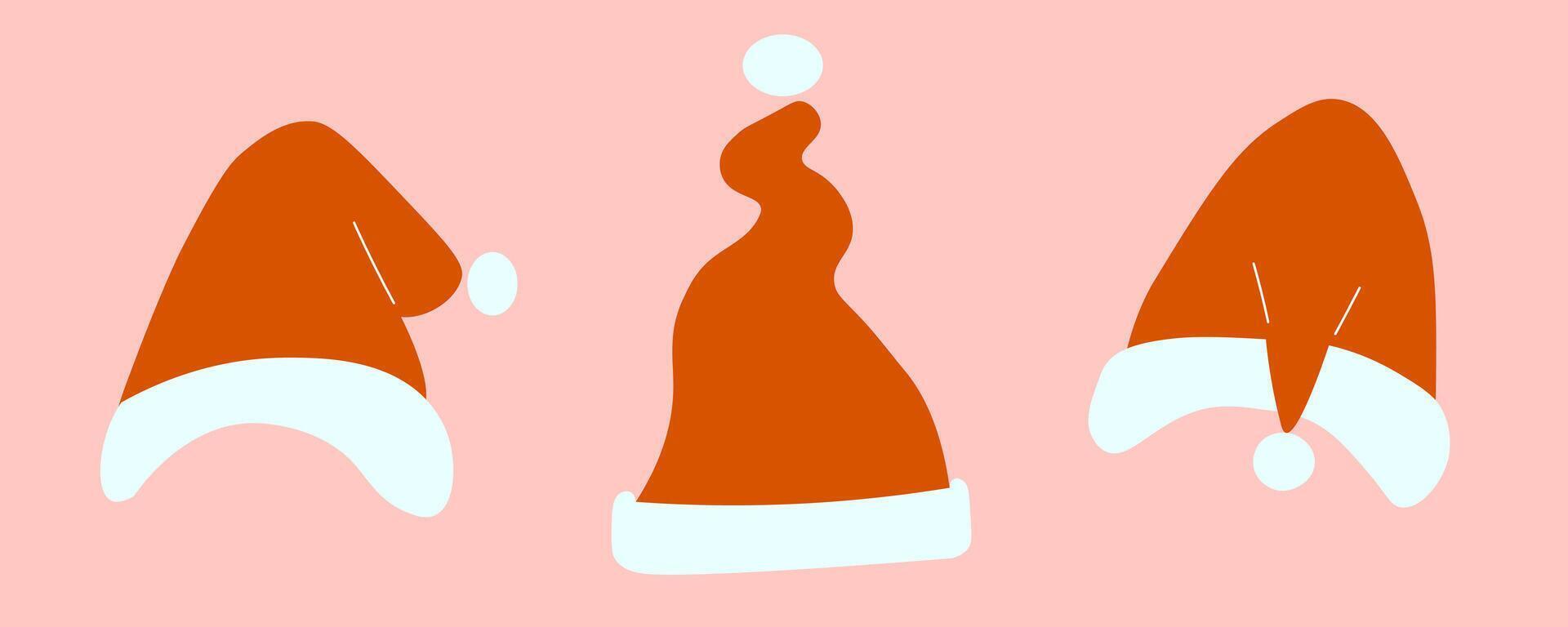 red Santa hat set vector