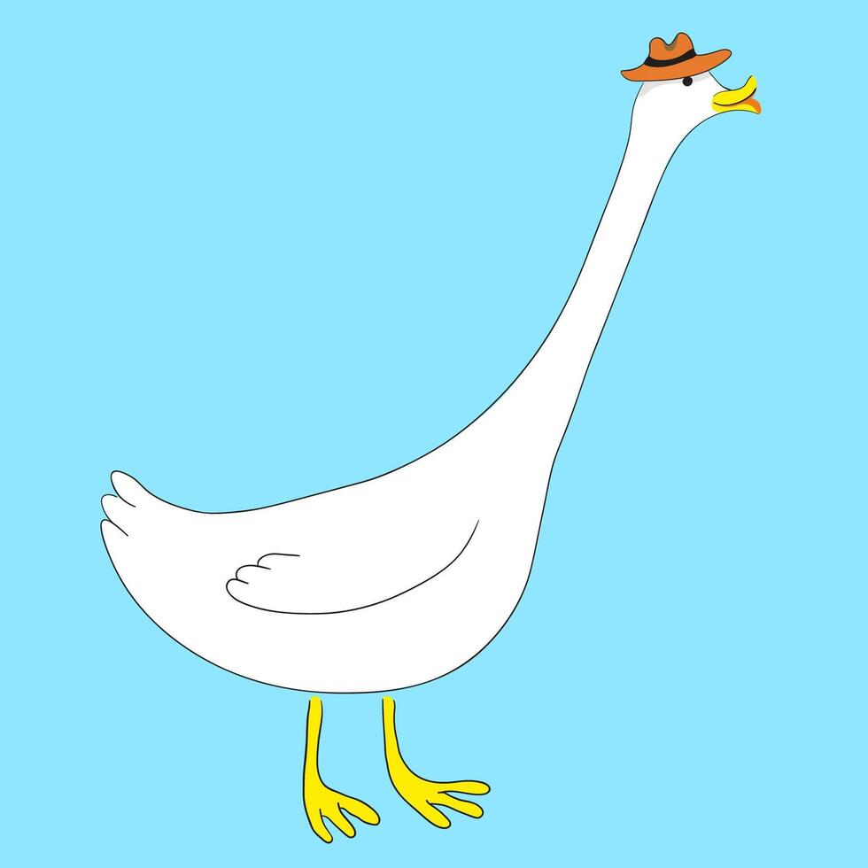 cute goose character in hat in cartoon style vector