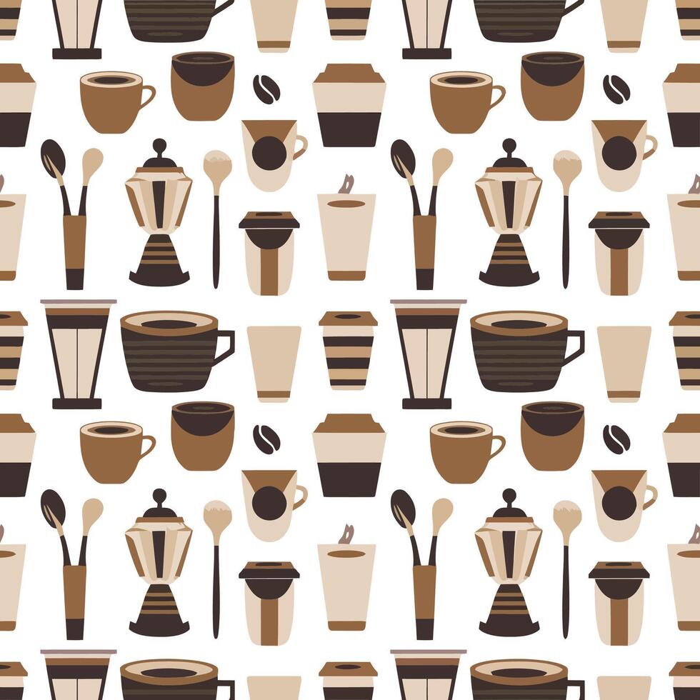Elegant Coffee Icons , Seamless Background Design. vector