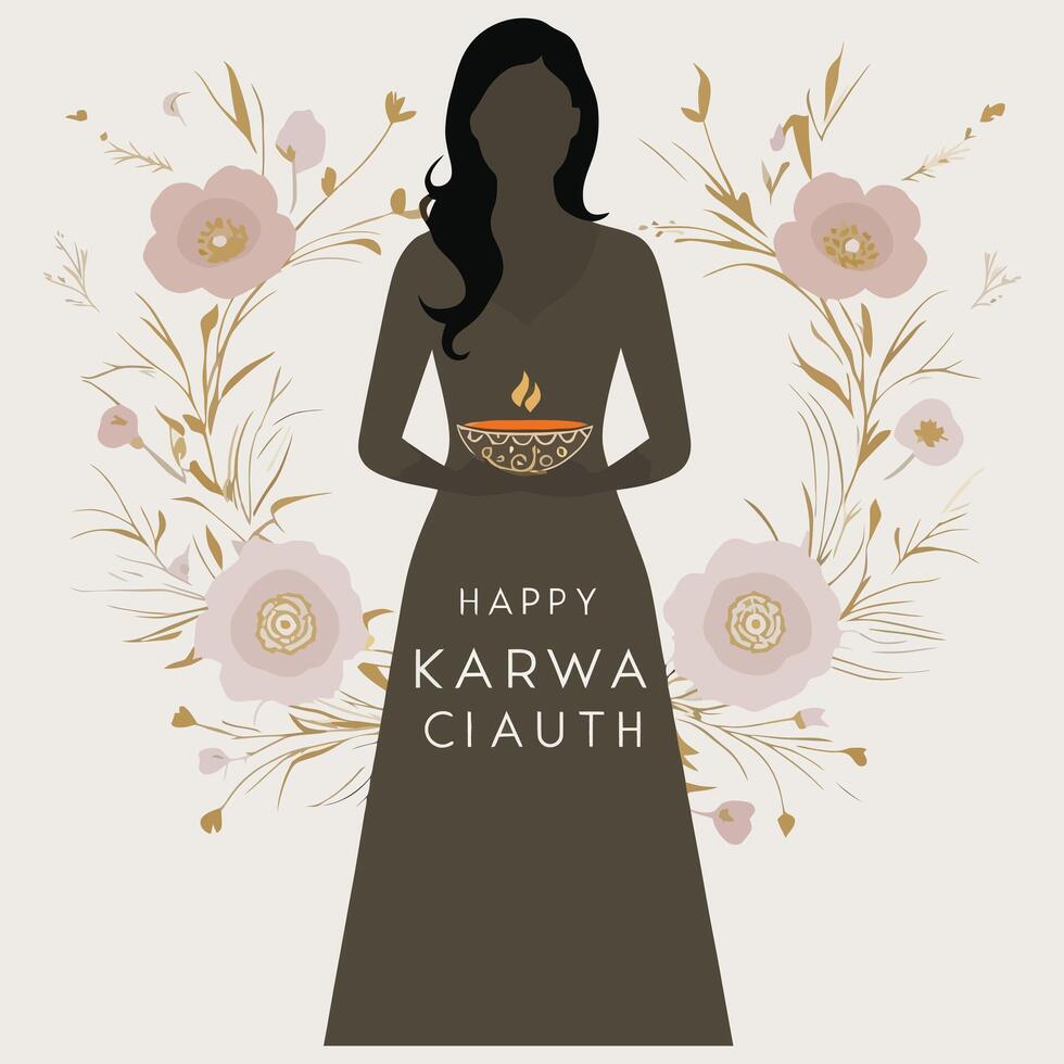 Wishing Happiness and Harmony on Karwa Chauth. vector