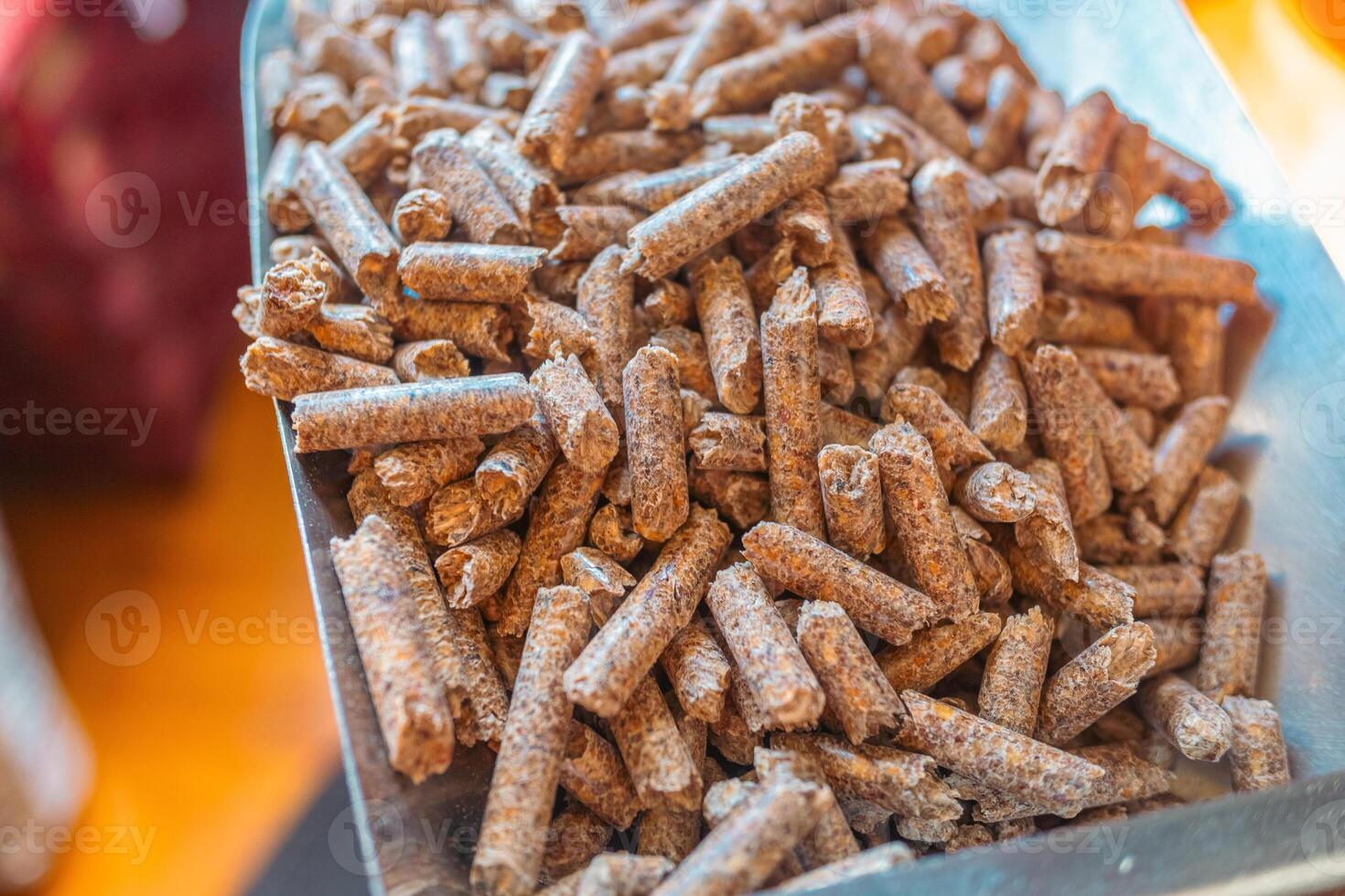 Ecological heating by pellet combustion, pressed sawdust pellets for energy saving stoves. Climate change photo