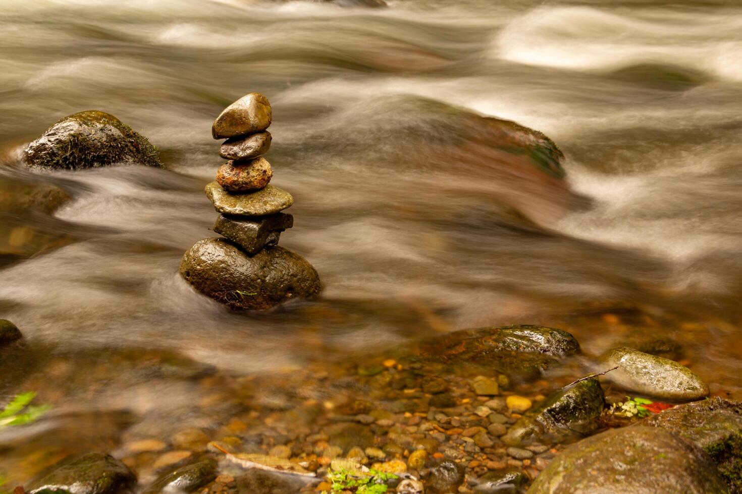 Zen Stone Stack in a Mountain River photo
