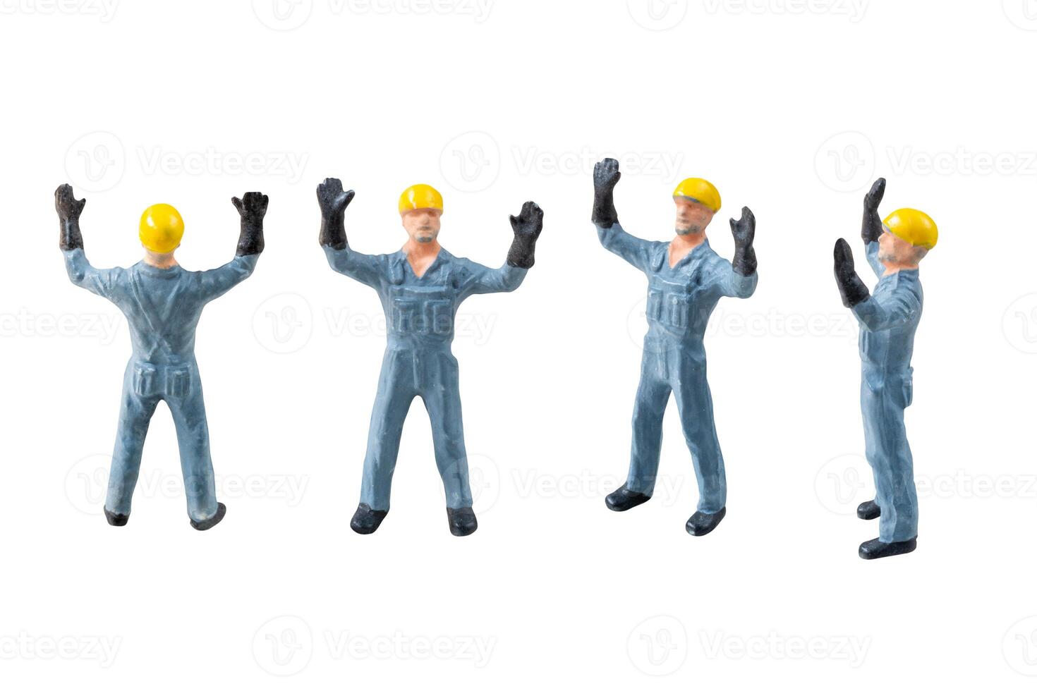 Miniature construction worker isolate on white background with clipping path photo