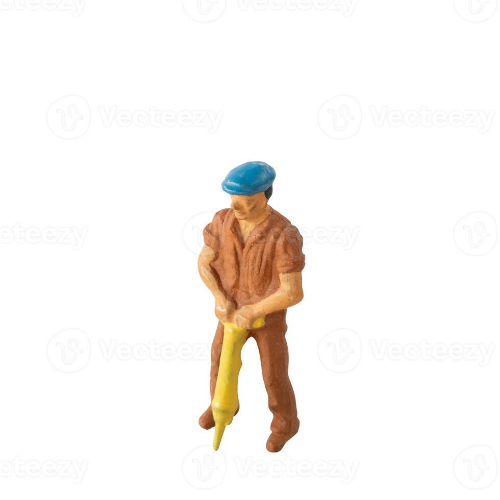 Miniature construction worker isolate on white background with clipping path photo