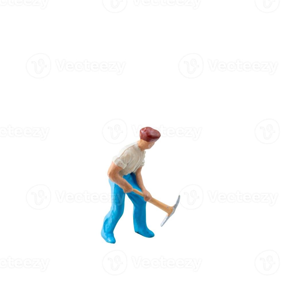 Miniature construction worker isolate on white background with clipping path photo