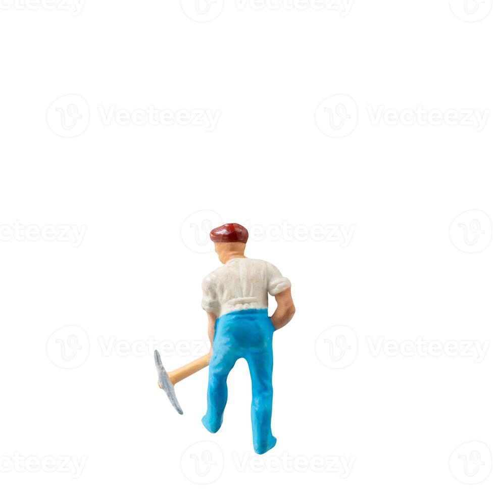 Miniature construction worker isolate on white background with clipping path photo
