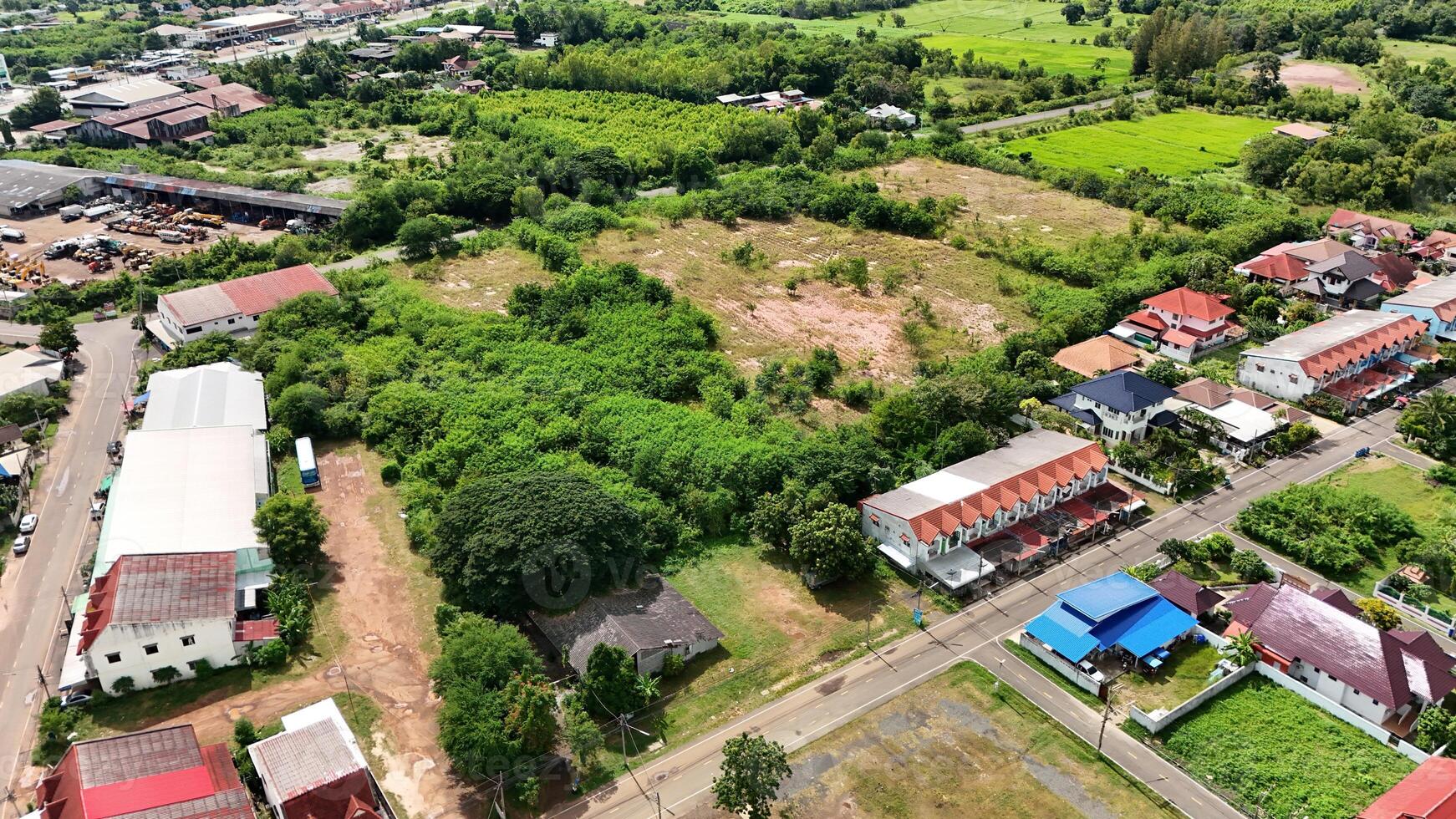 An aerial view of a residential area in the countryside photo
