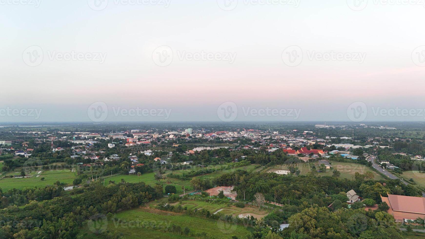 A view of a city from above photo