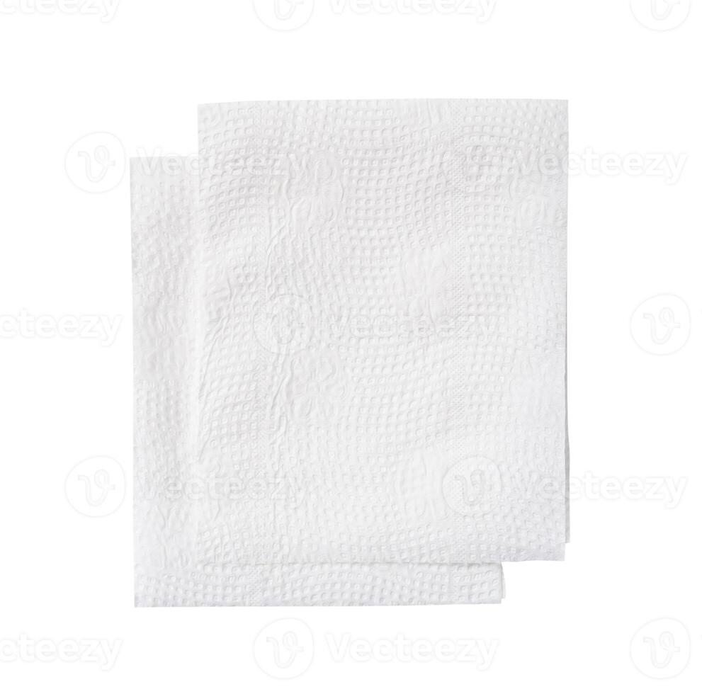 Top view of two folded white tissue paper in stack isolated on white background with clipping path photo