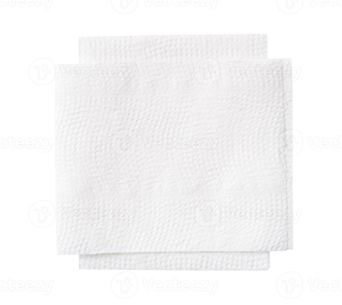 Top view of two folded white tissue paper in stack isolated on white background with clipping path photo