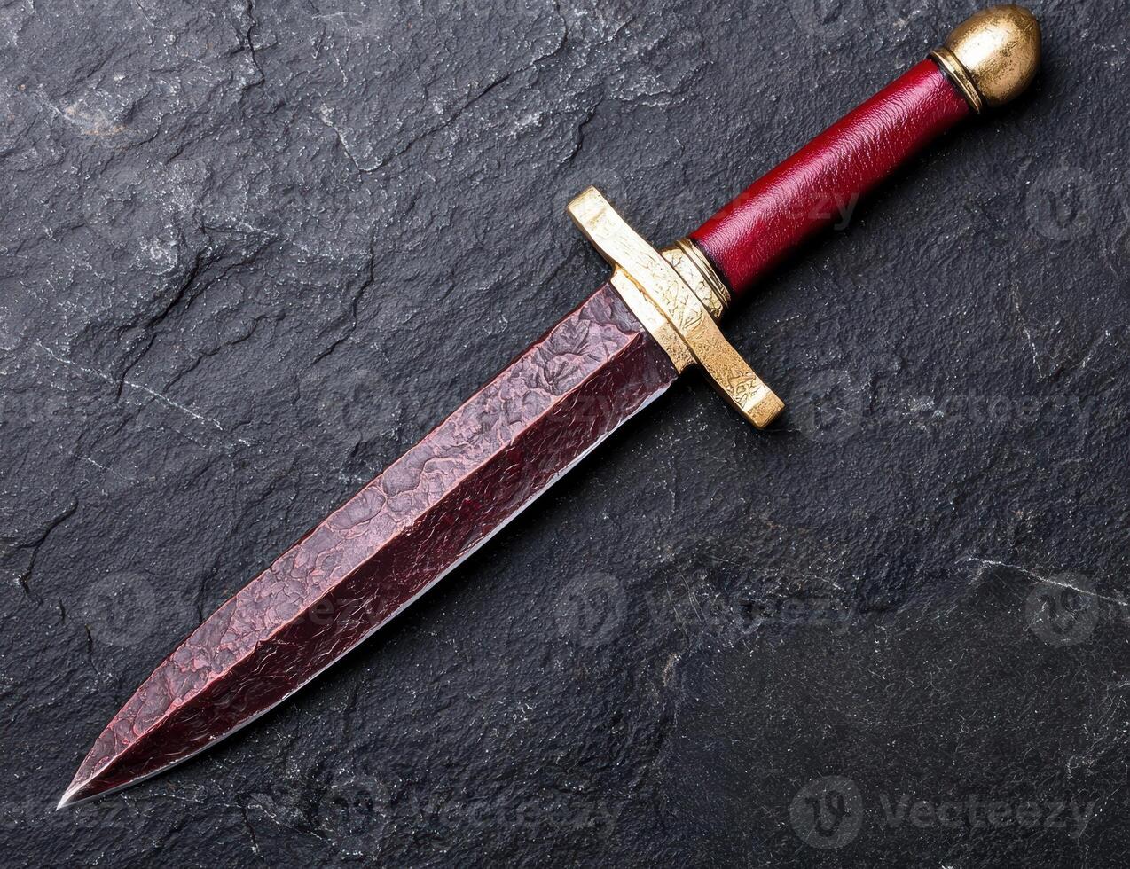 Ornate dagger on dark slate background photo