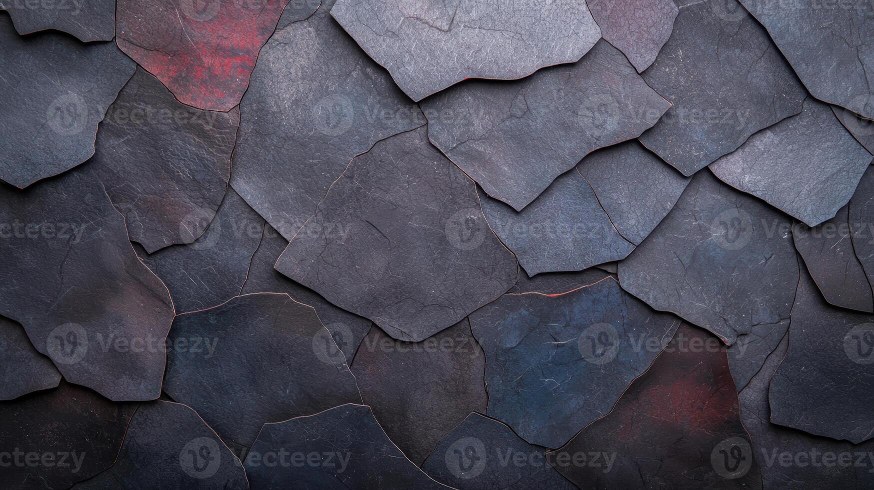 Cracked stone surface with red and blue accents photo