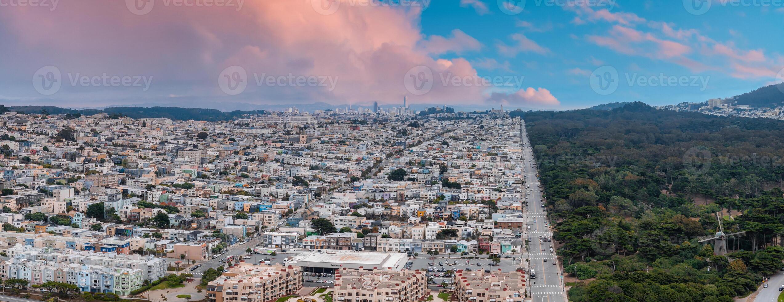 Aerial View of San Francisco with Golden Gate Park and Skyline photo