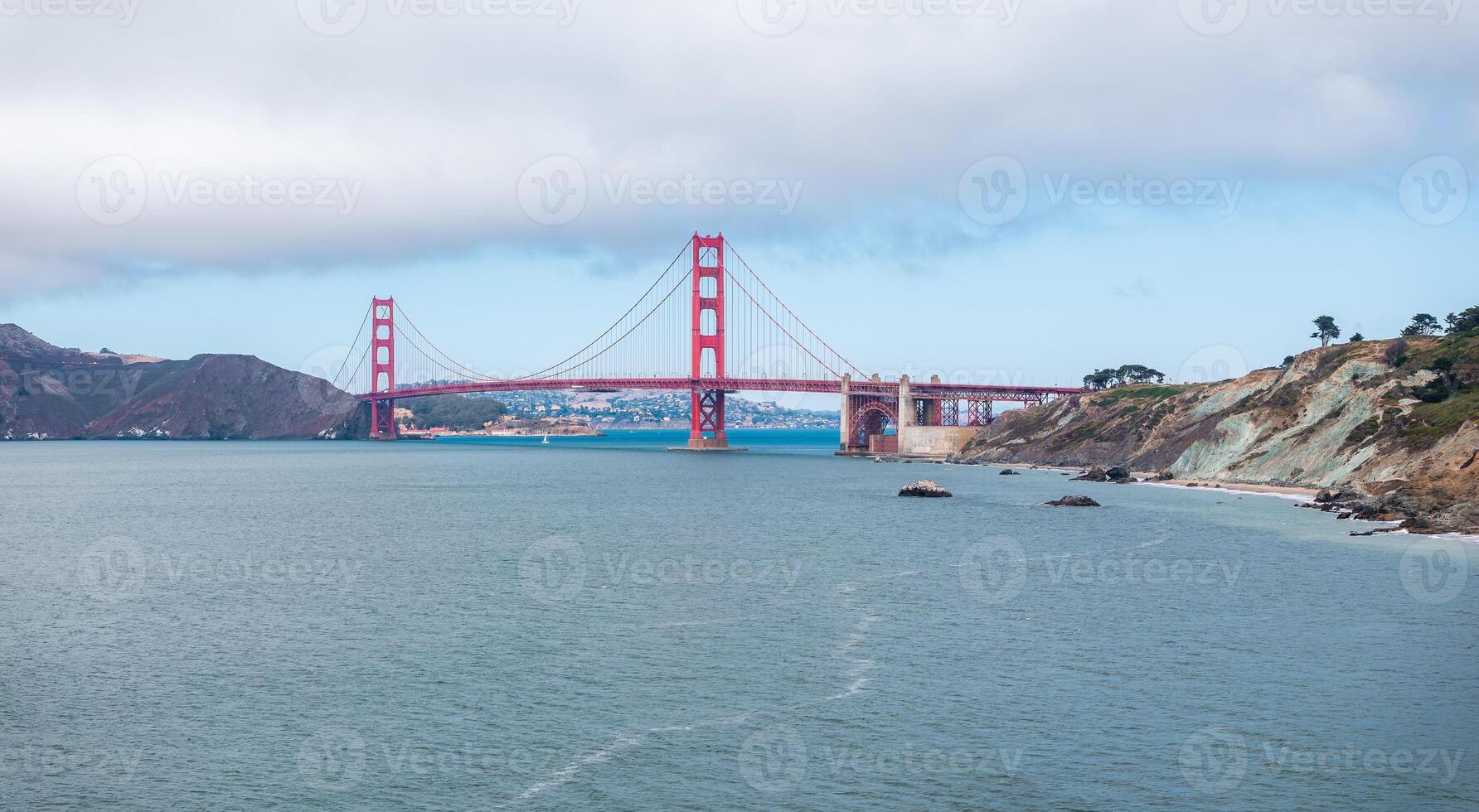 Aerial View of Golden Gate Bridge and Marin Headlands, San Francisco photo