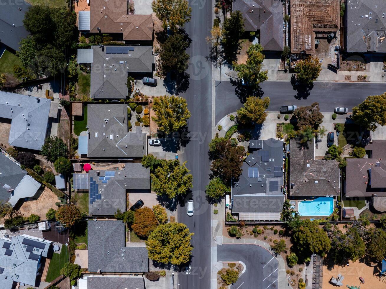 Aerial View of Suburban Neighborhood Near Mountain View, California photo