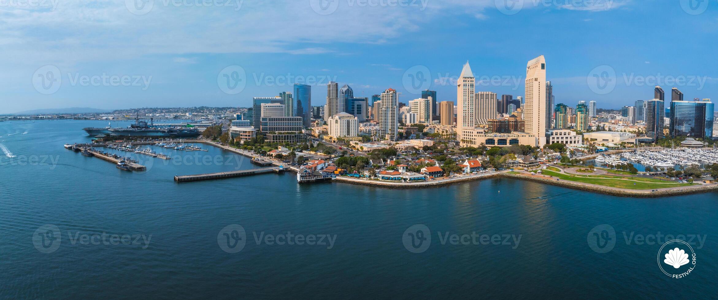 Aerial View of Downtown San Diego Skyline and Waterfront photo
