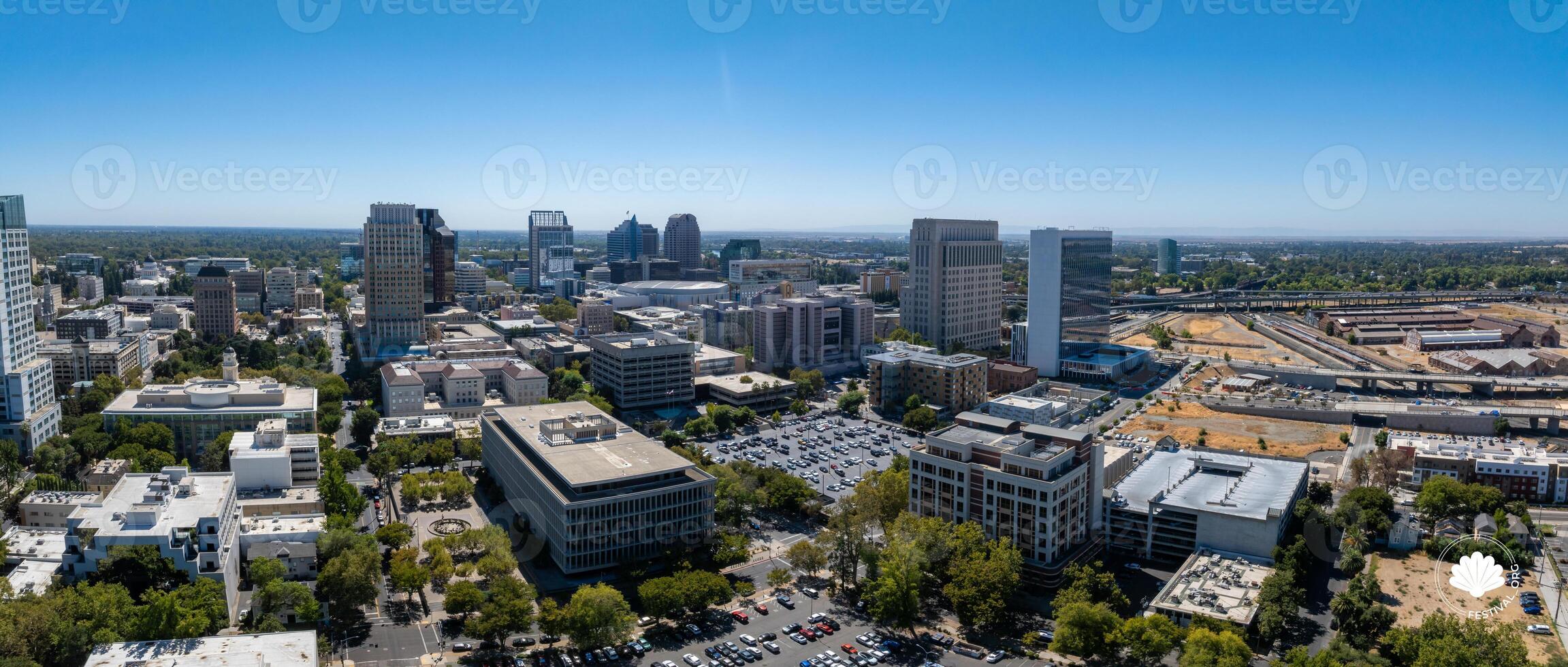 Aerial View of Sacramento's Downtown with State Capitol Building photo