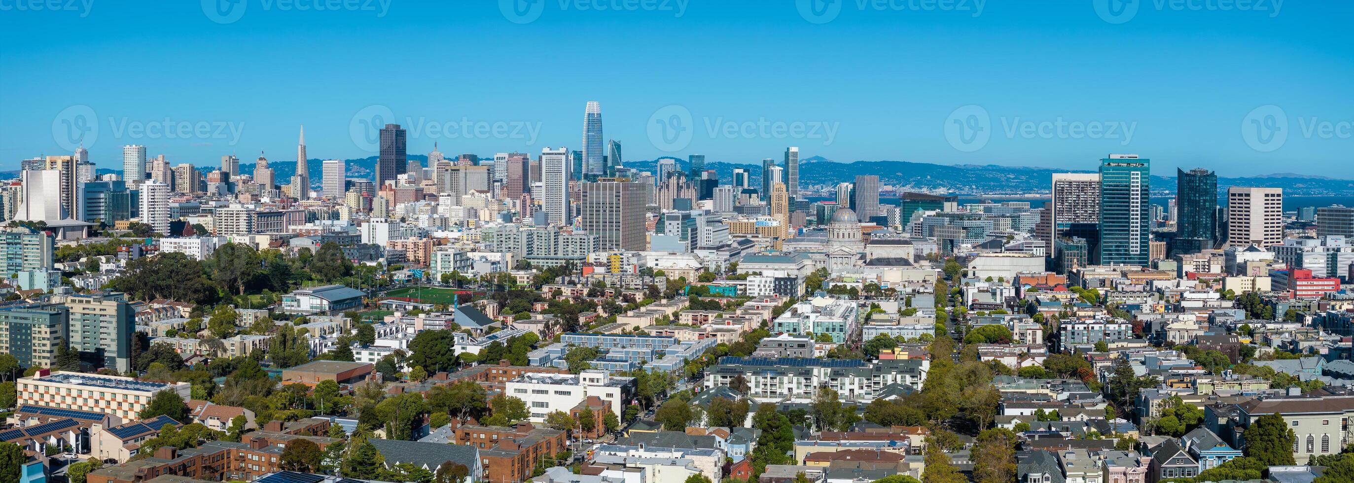 Aerial View of San Francisco Skyline with Iconic Landmarks photo