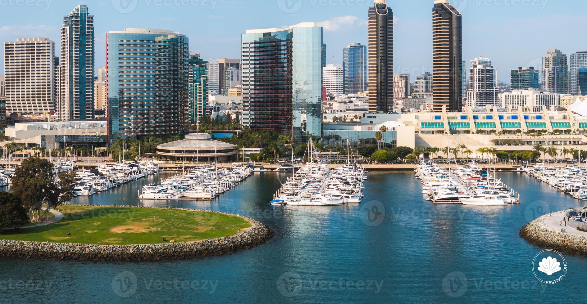 Aerial View of San Diego Skyline and Marina with Convention Center photo