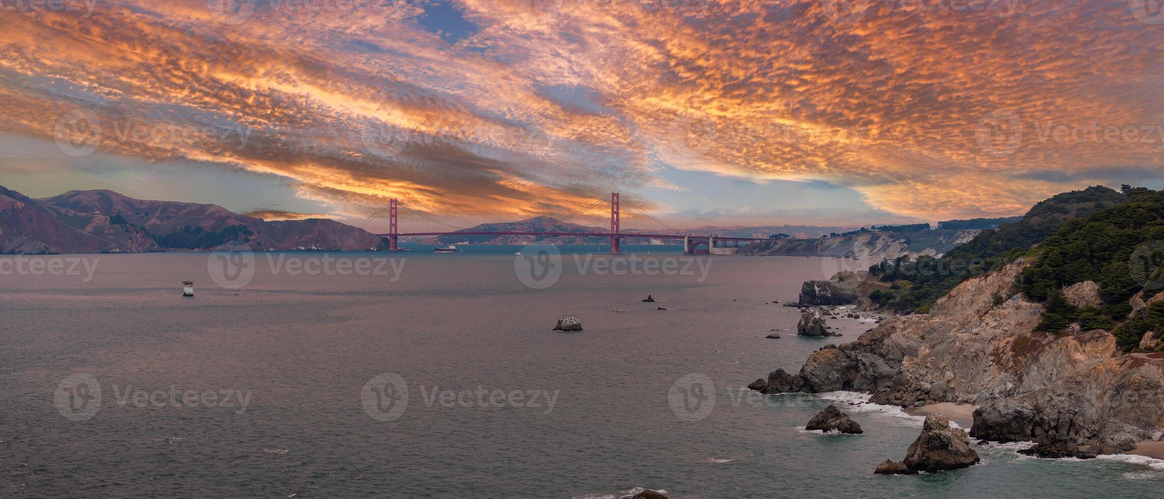 Golden Gate Bridge with Marin Headlands and Coastal Cliffs photo